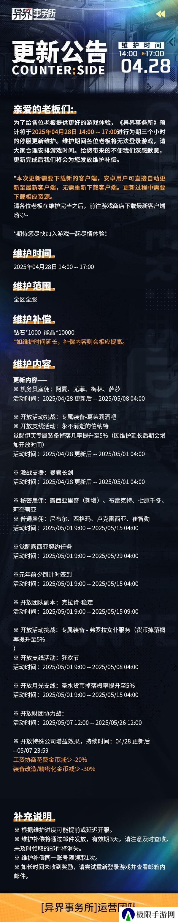 《异界事务所》新增觉醒职员露西亚里奇概率UP，支线、签到活动开启